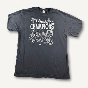 LA Kings 2012 Stanley Cup Shirt Mens Large Faded Black NHL Graphic Tee